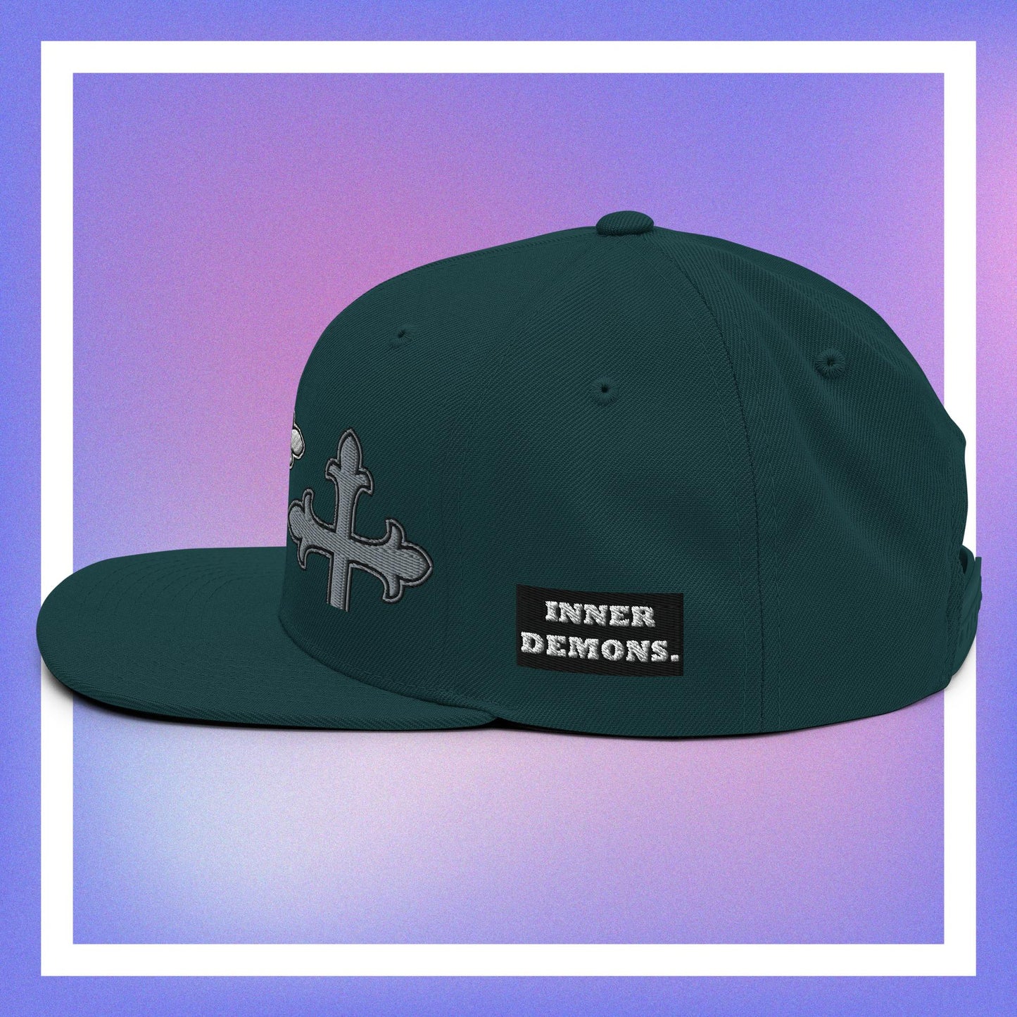 White Cross Snapback Hat