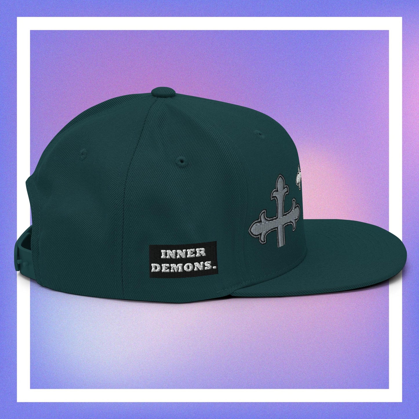 White Cross Snapback Hat