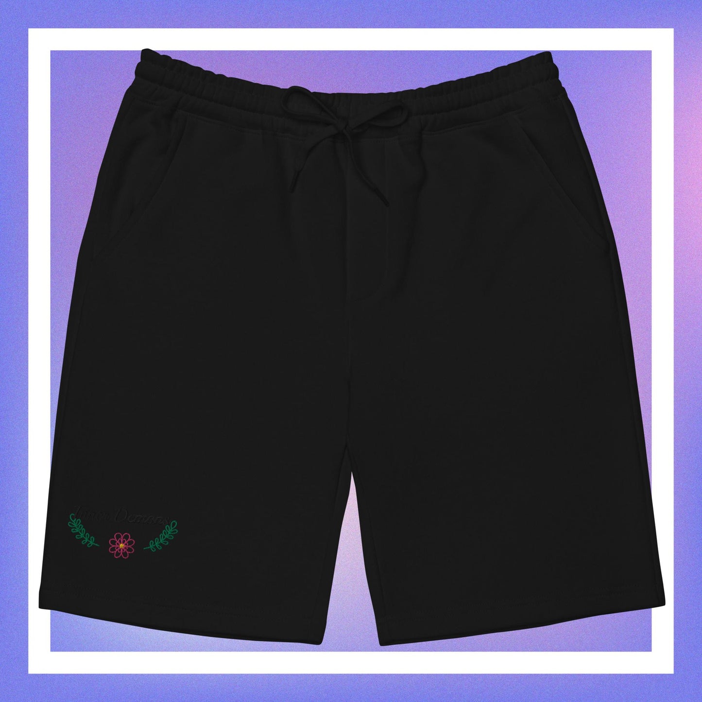 Green Flower fleece shorts