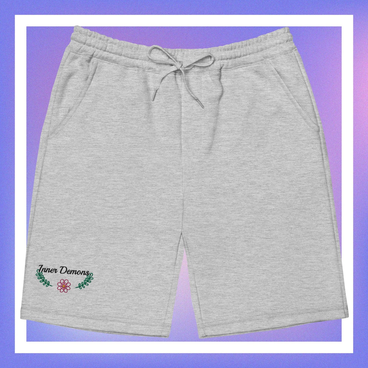 Green Flower fleece shorts