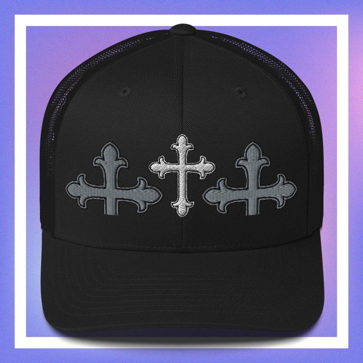 White Cross Trucker Cap 3D Puff