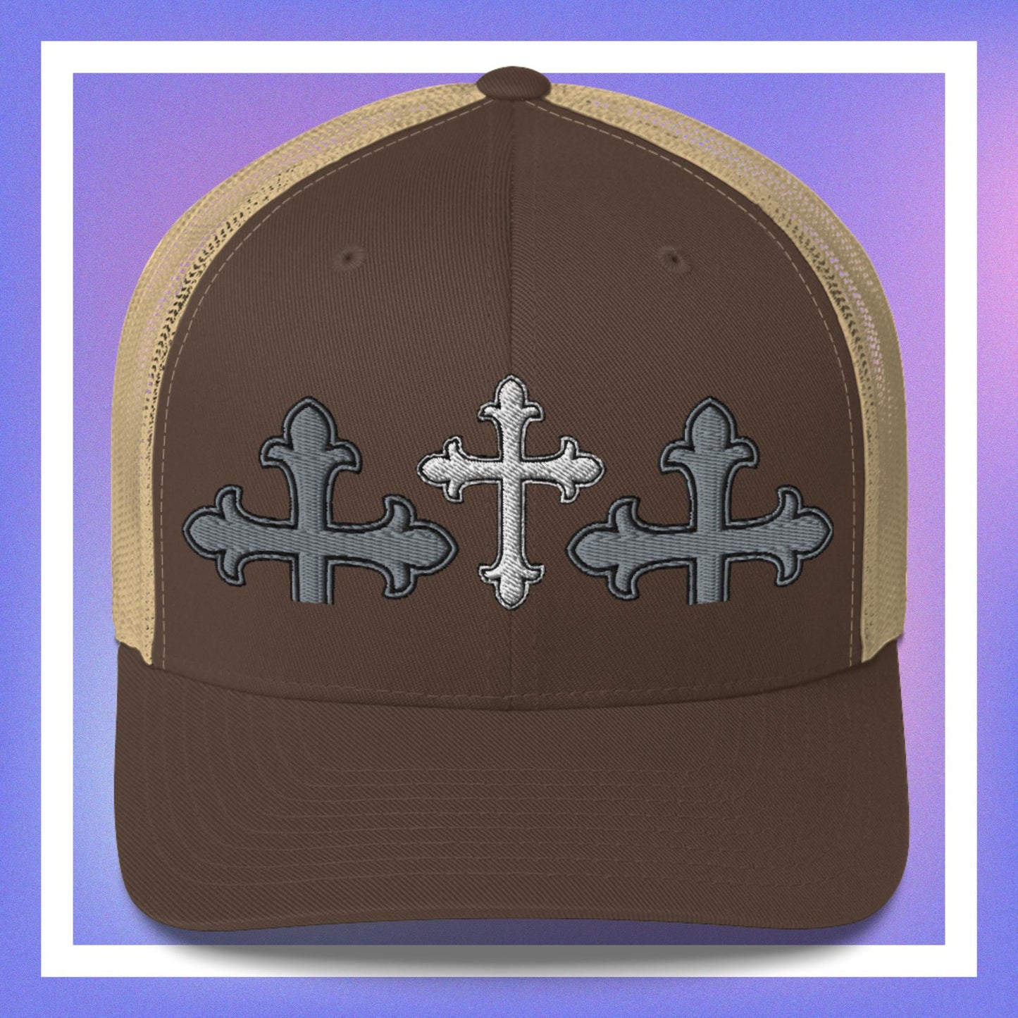 White Cross Trucker Cap 3D Puff