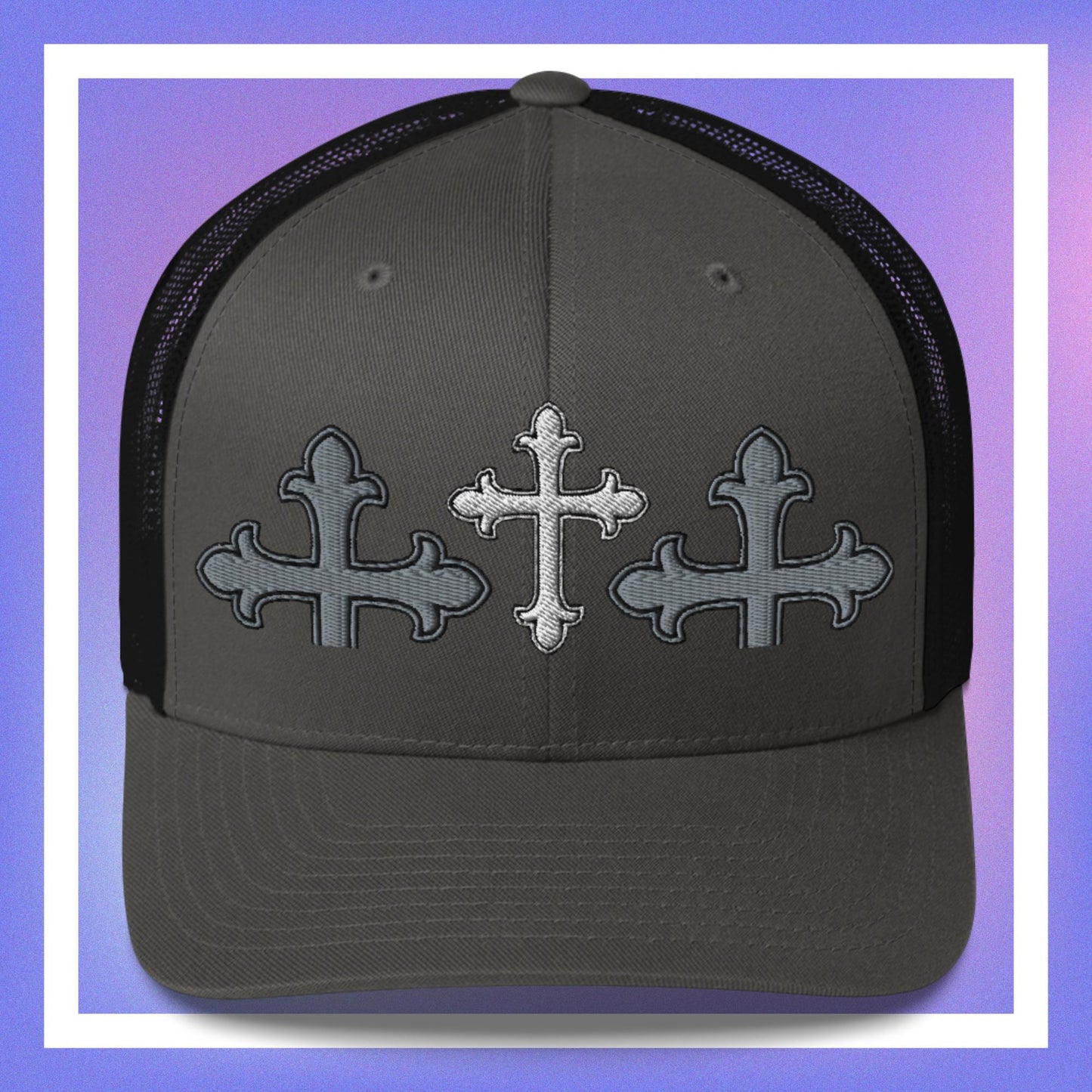 White Cross Trucker Cap 3D Puff