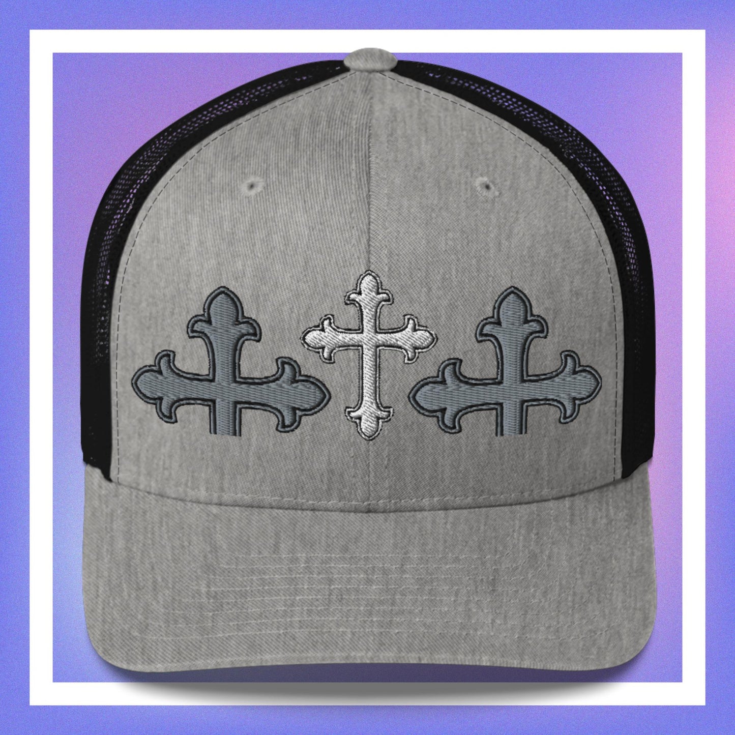 White Cross Trucker Cap 3D Puff