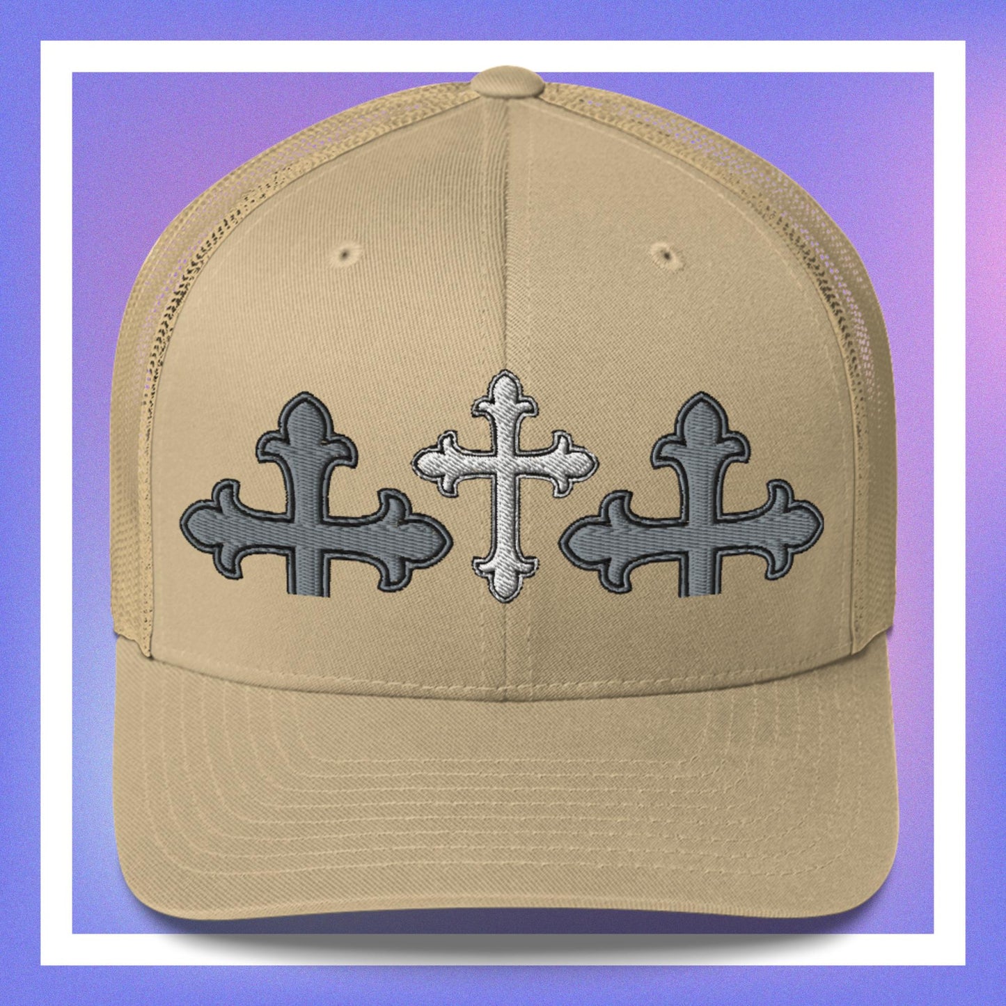 White Cross Trucker Cap 3D Puff