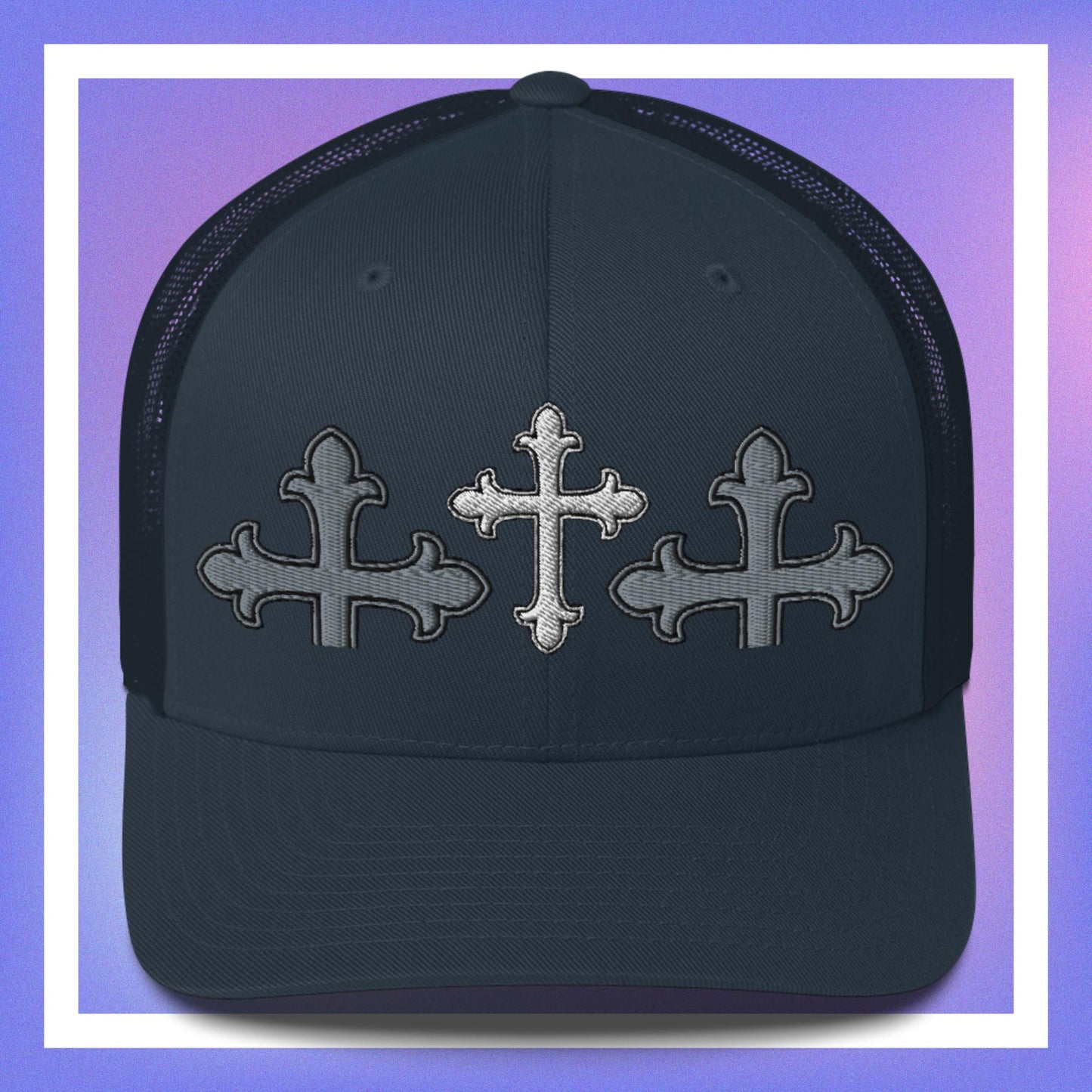 White Cross Trucker Cap 3D Puff