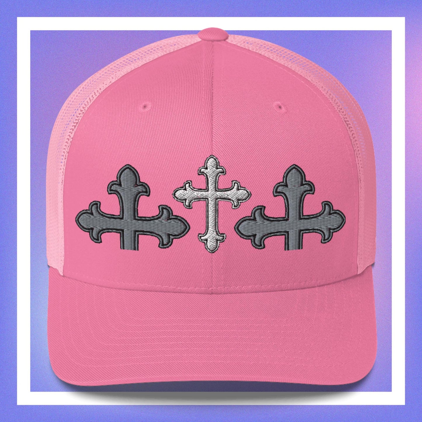 White Cross Trucker Cap 3D Puff