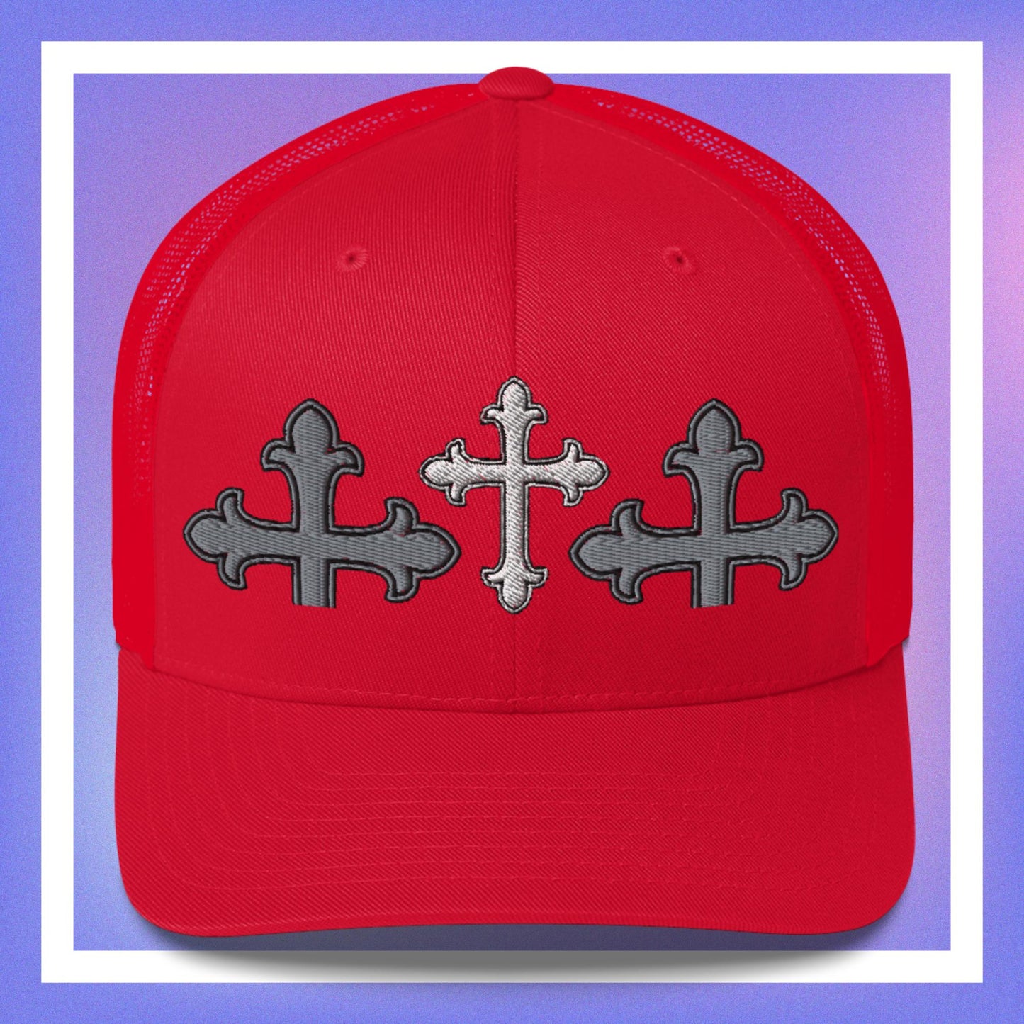 White Cross Trucker Cap 3D Puff