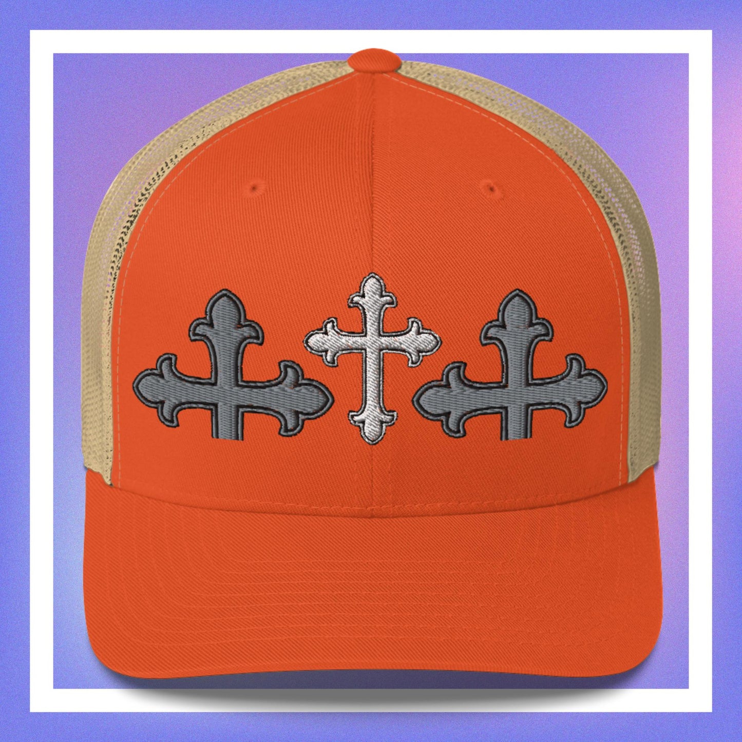 White Cross Trucker Cap 3D Puff