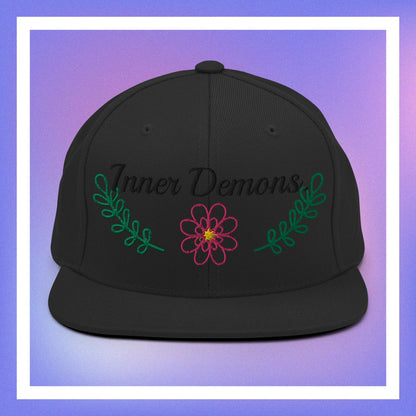 Green Flower Snapback Hat