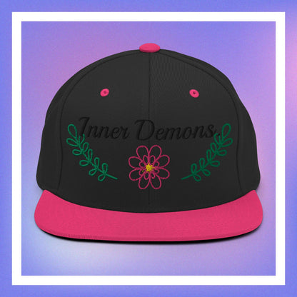 Green Flower Snapback Hat
