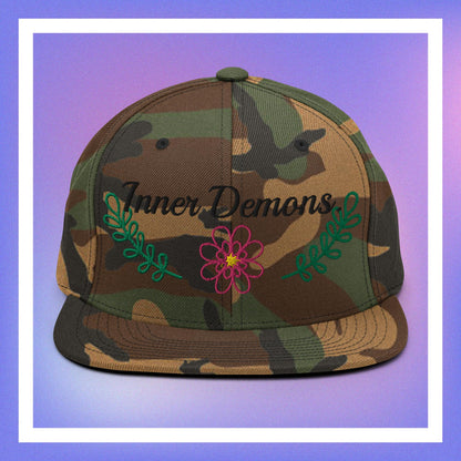 Green Flower Snapback Hat