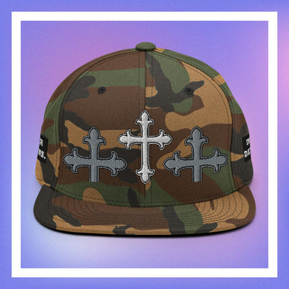 White Cross Snapback Hat
