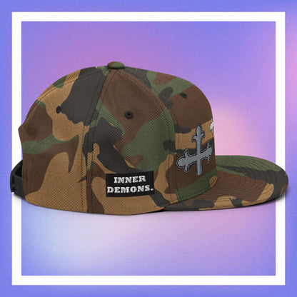 White Cross Snapback Hat
