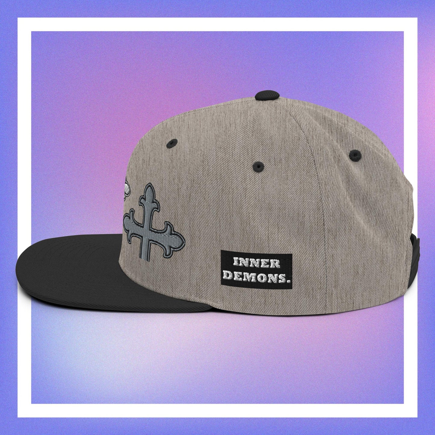 White Cross Snapback Hat