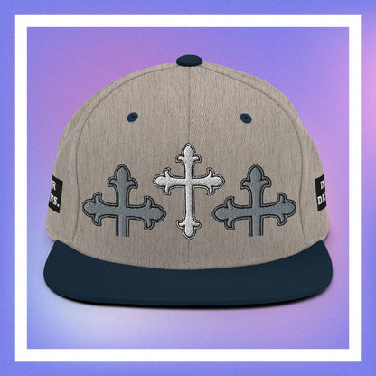 White Cross Snapback Hat