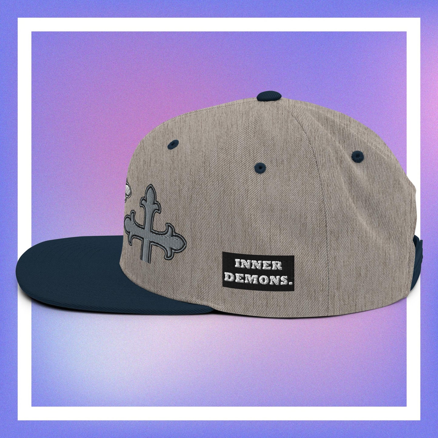 White Cross Snapback Hat