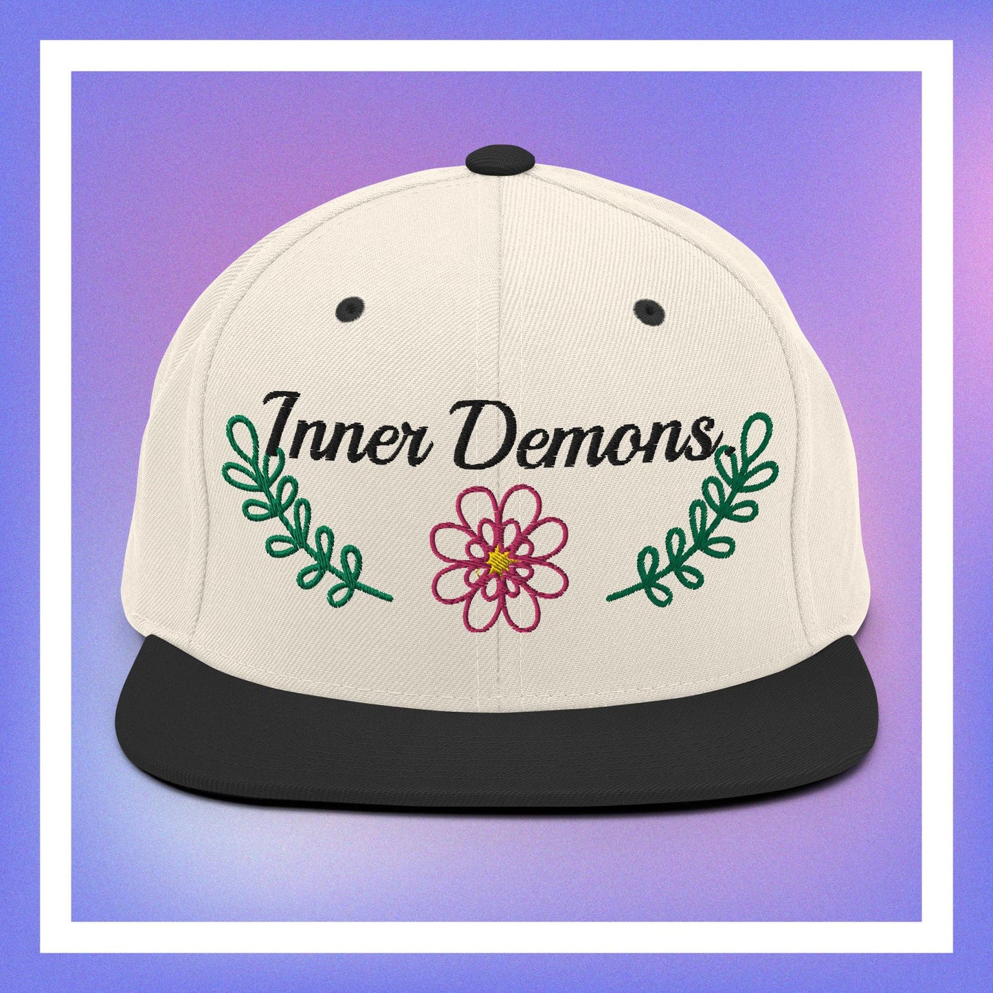 Green Flower Snapback Hat