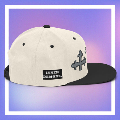White Cross Snapback Hat