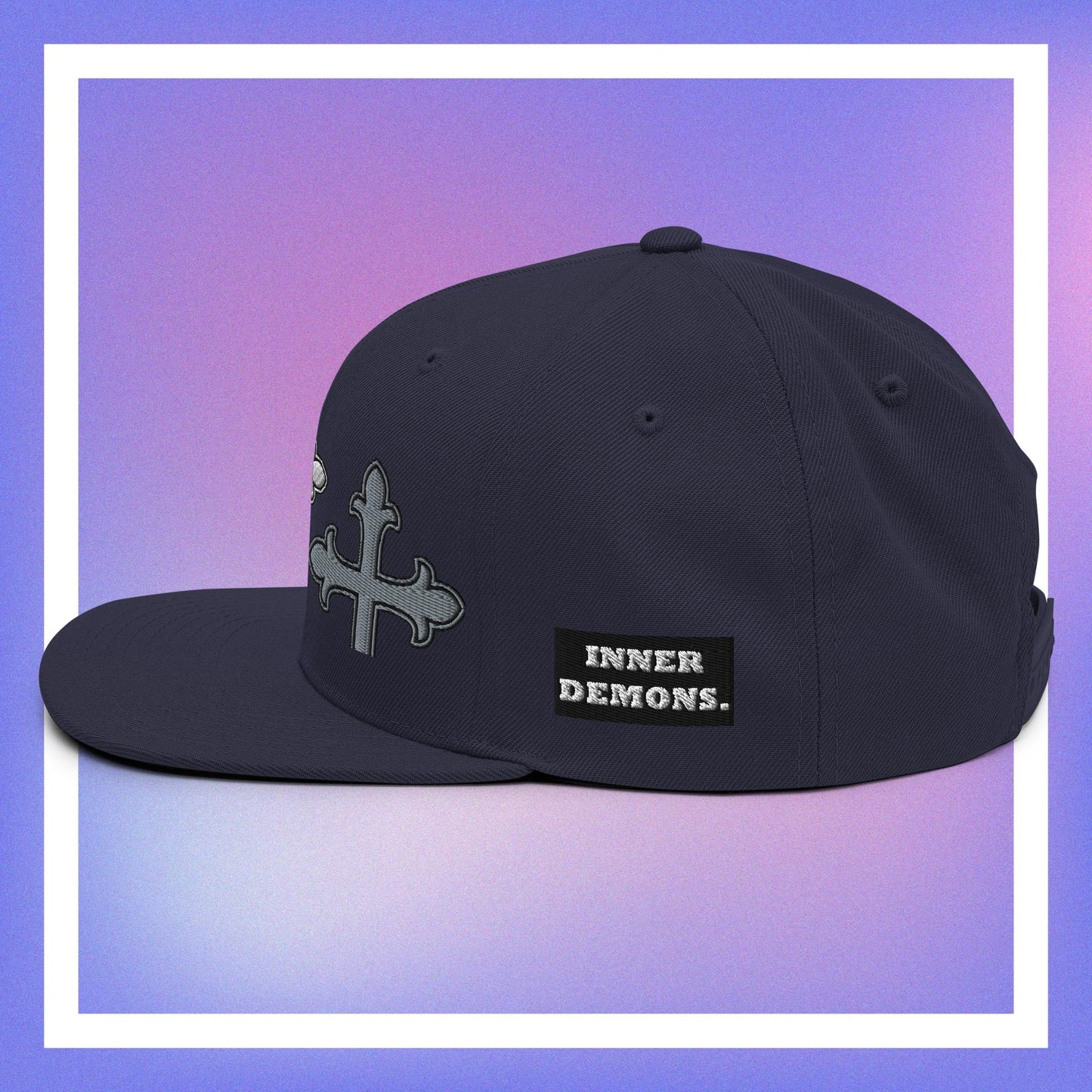 White Cross Snapback Hat