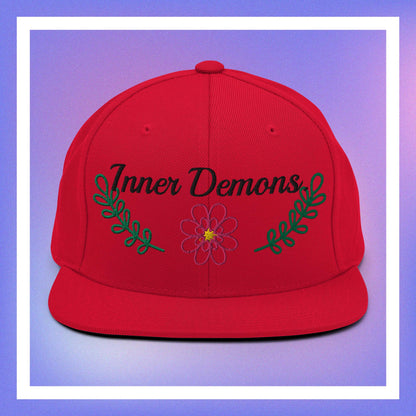 Green Flower Snapback Hat