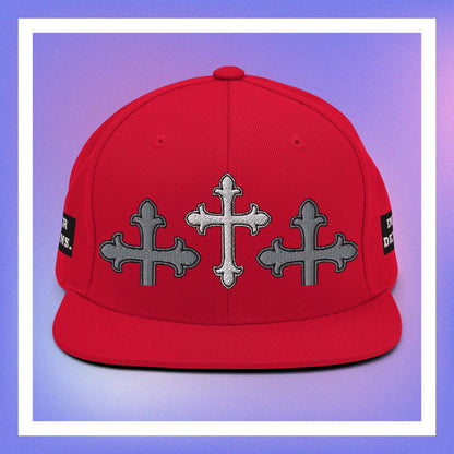 White Cross Snapback Hat