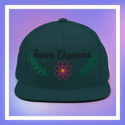 Green Flower Snapback Hat