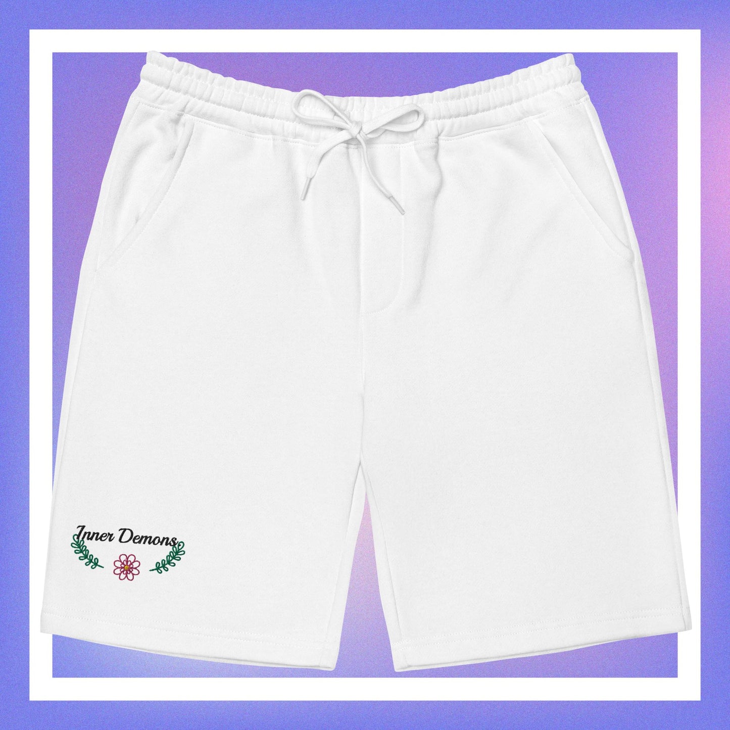 Green Flower fleece shorts
