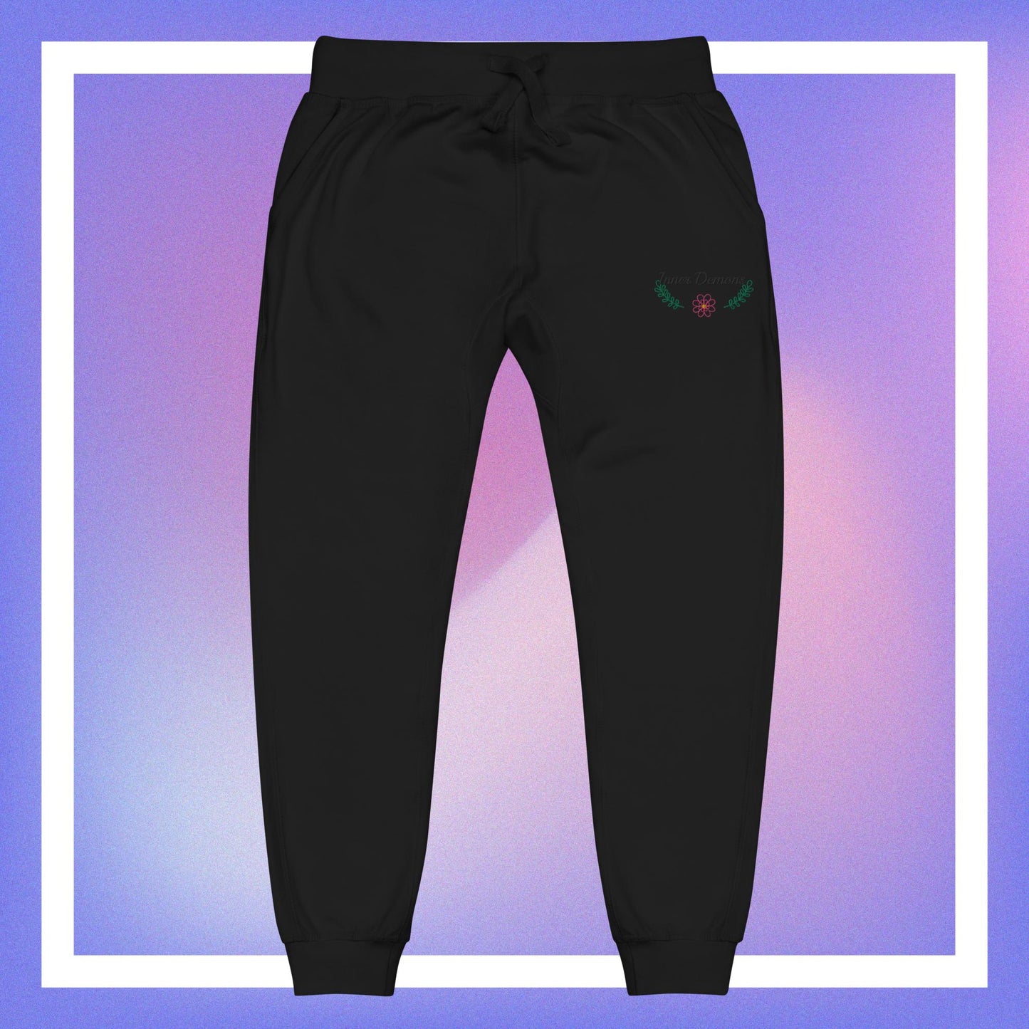 Green Flower fleece sweatpants