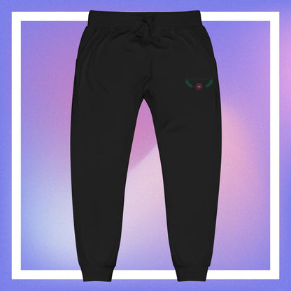Green Flower fleece sweatpants