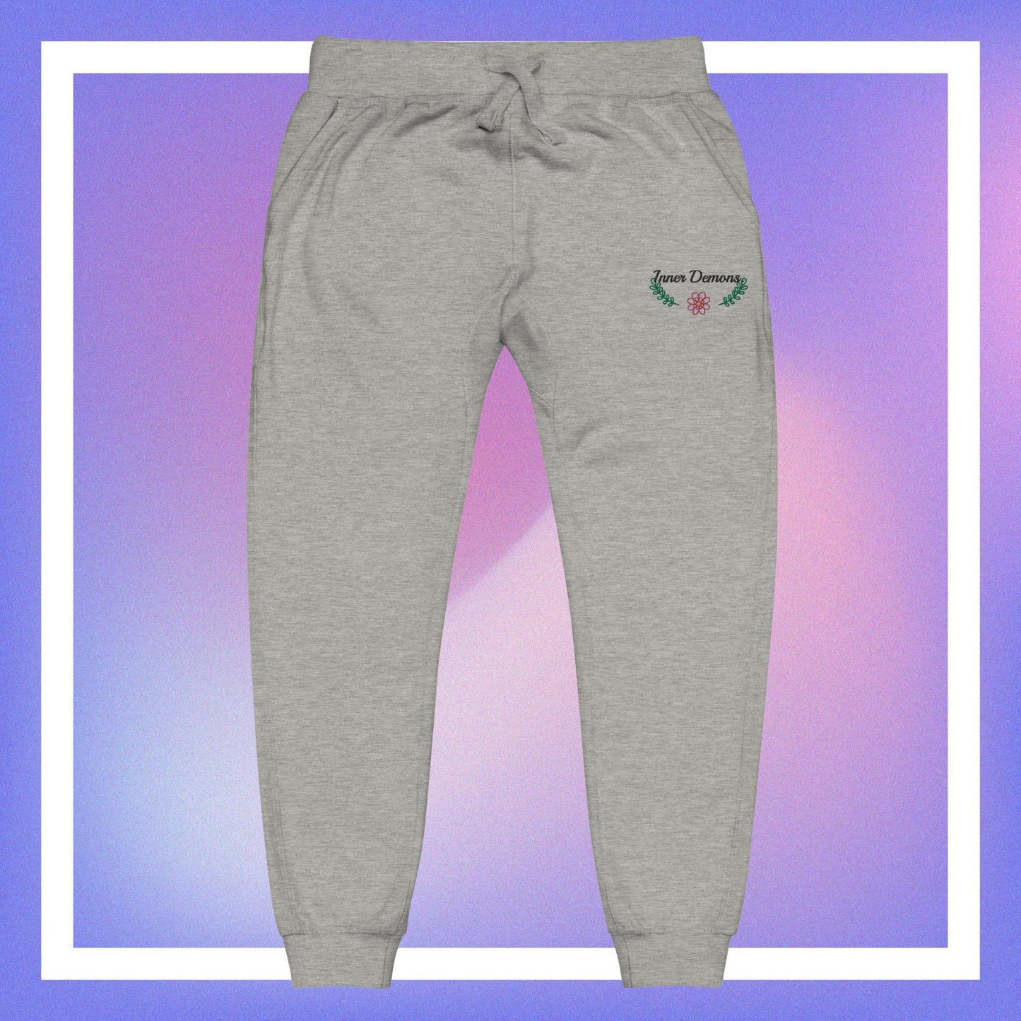 Green Flower fleece sweatpants