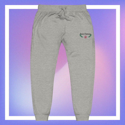 Green Flower fleece sweatpants