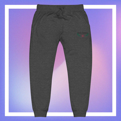 Green Flower fleece sweatpants