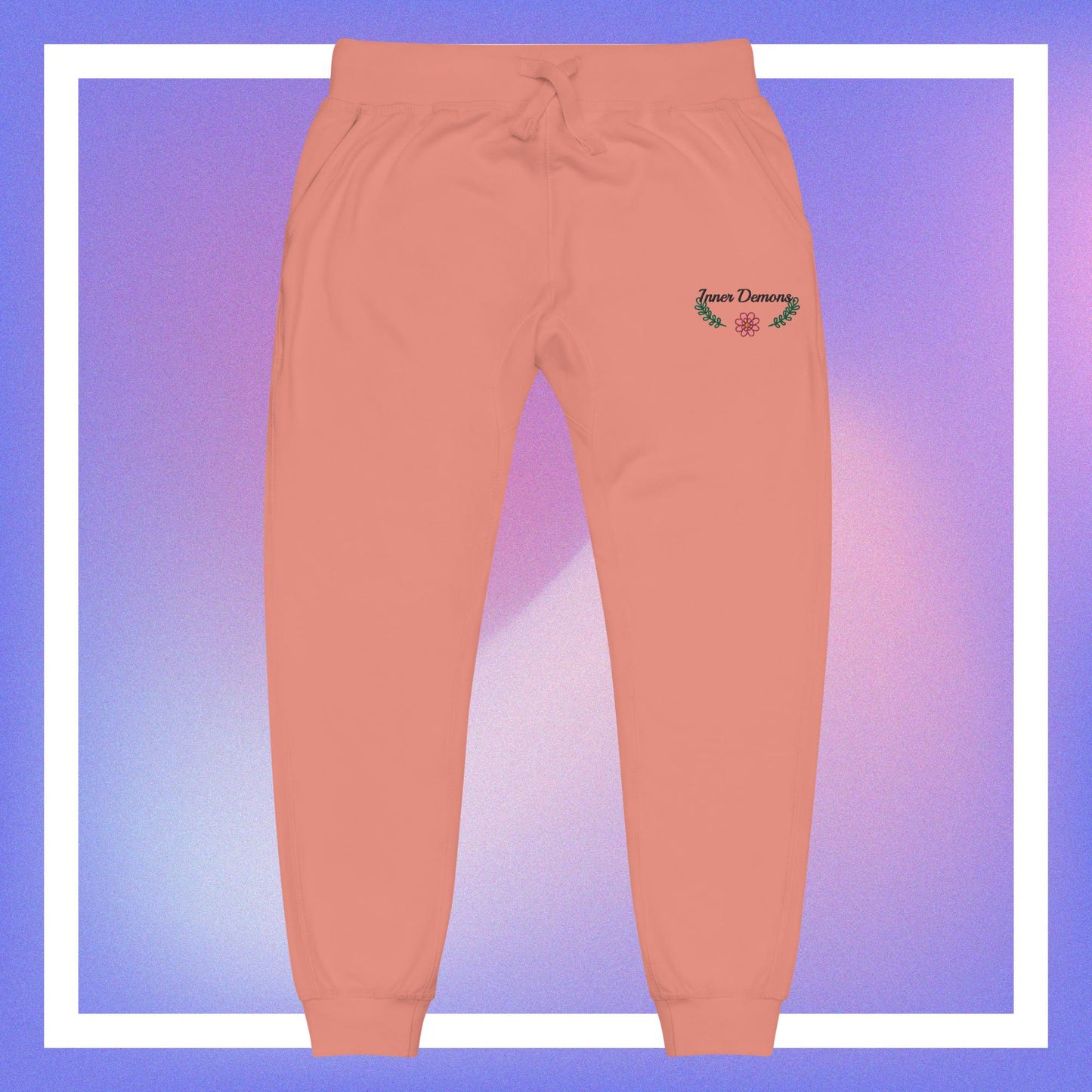 Green Flower fleece sweatpants