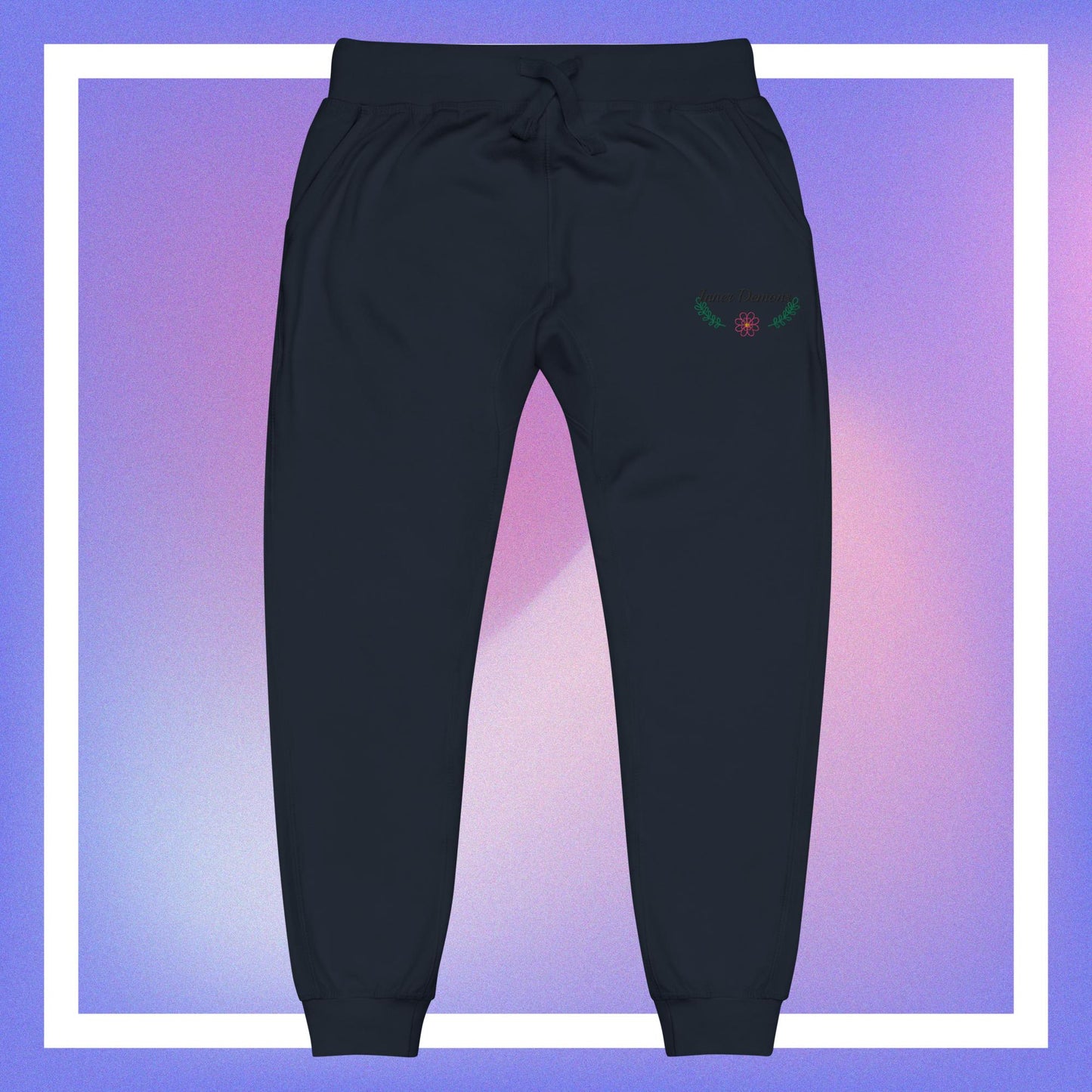 Green Flower fleece sweatpants