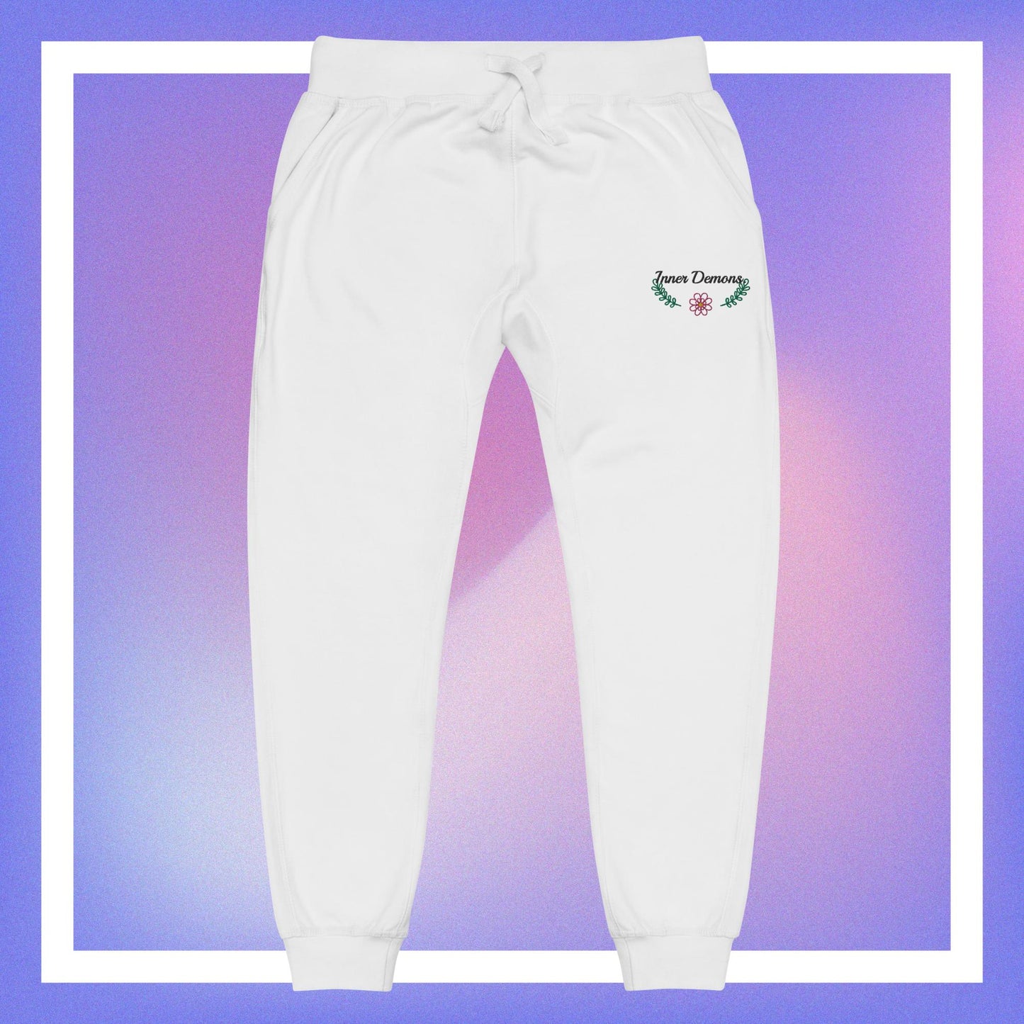 Green Flower fleece sweatpants