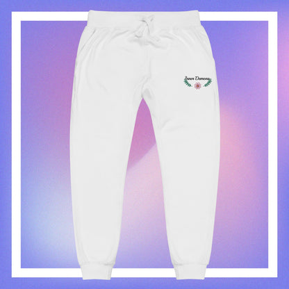 Green Flower fleece sweatpants